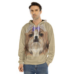 Shih Tzu Portrait Print Men's Velvet Pullover Hoodie