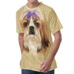 Shih Tzu Portrait Print Men's Velvet T-Shirt