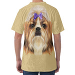 Shih Tzu Portrait Print Men's Velvet T-Shirt