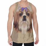 Shih Tzu Portrait Print Men's Velvet Tank Top