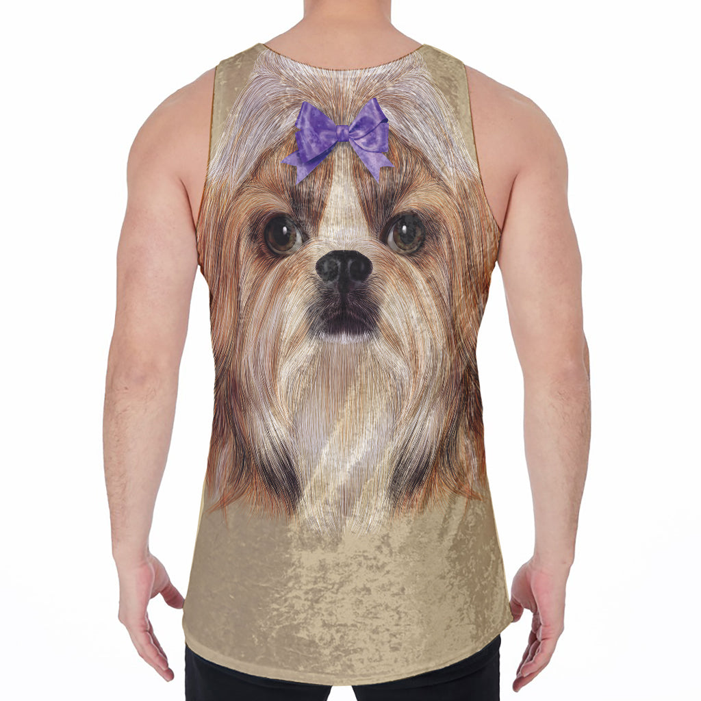 Shih Tzu Portrait Print Men's Velvet Tank Top