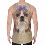 Shih Tzu Portrait Print Men's Velvet Tank Top