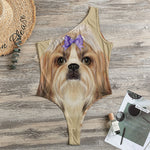 Shih Tzu Portrait Print One Shoulder Bodysuit