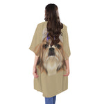 Shih Tzu Portrait Print Open Front Beach Cover Up
