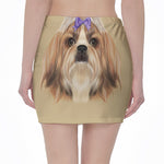 Shih Tzu Portrait Print Pencil Mini Skirt