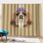 Shih Tzu Portrait Print Pencil Pleat Curtains