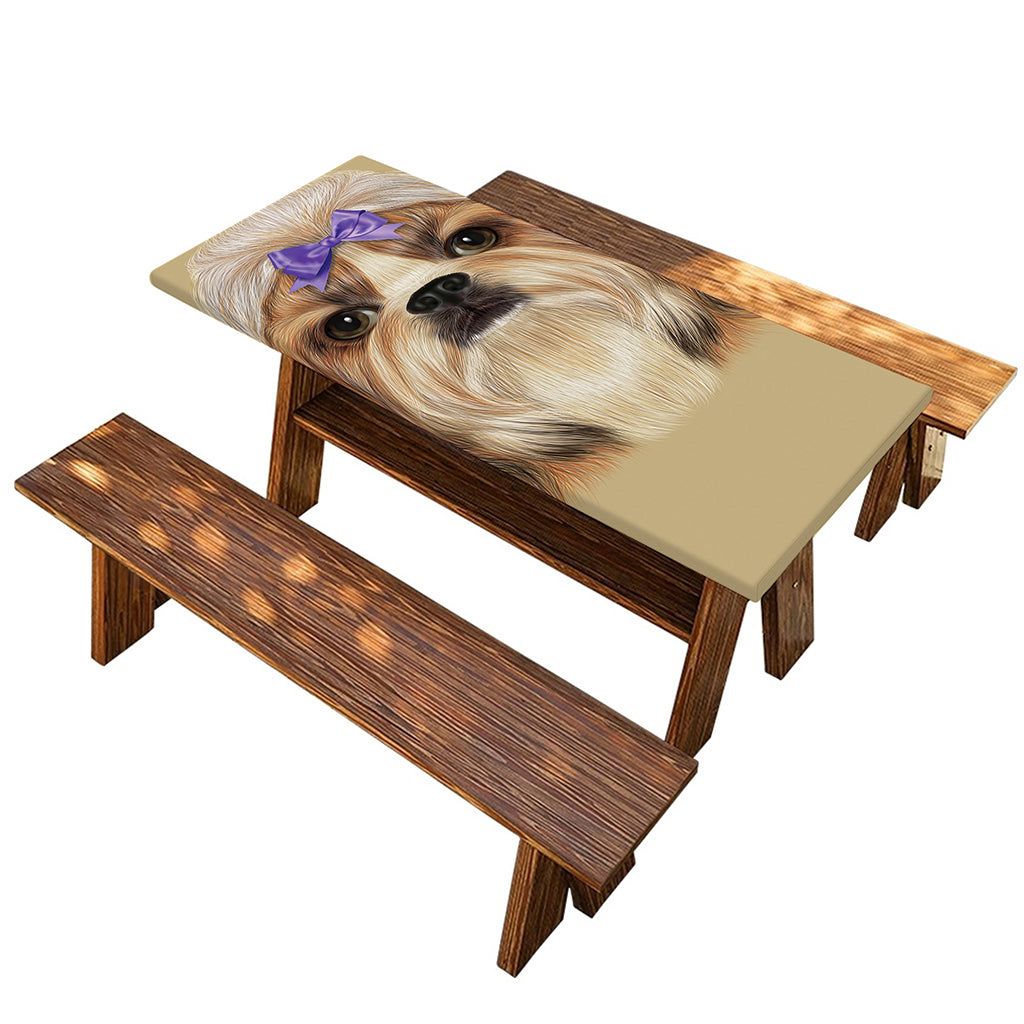 Shih Tzu Portrait Print Picnic Table Cover