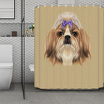 Shih Tzu Portrait Print Polyester Shower Curtain