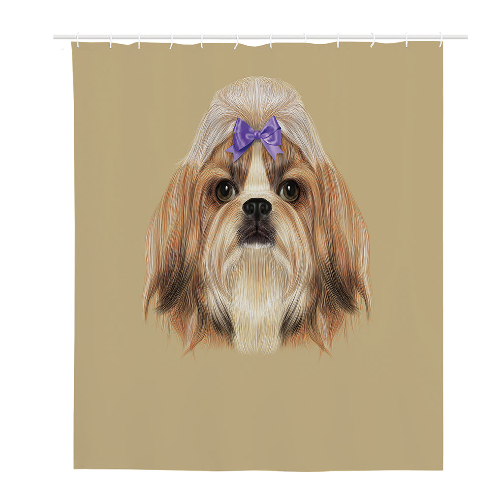 Shih Tzu Portrait Print Polyester Shower Curtain