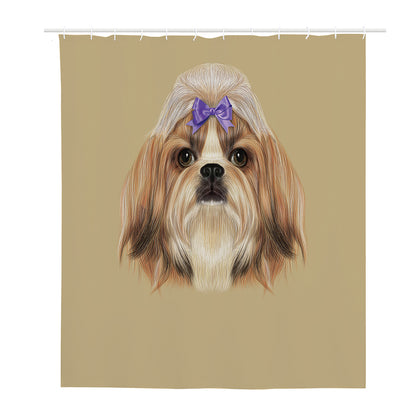 Shih Tzu Portrait Print Polyester Shower Curtain
