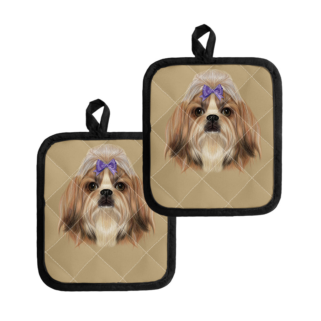 Shih Tzu Portrait Print Pot Holders