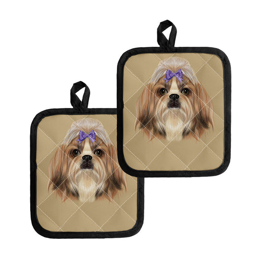 Shih Tzu Portrait Print Pot Holders