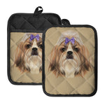 Shih Tzu Portrait Print Pot Holders With Pocket