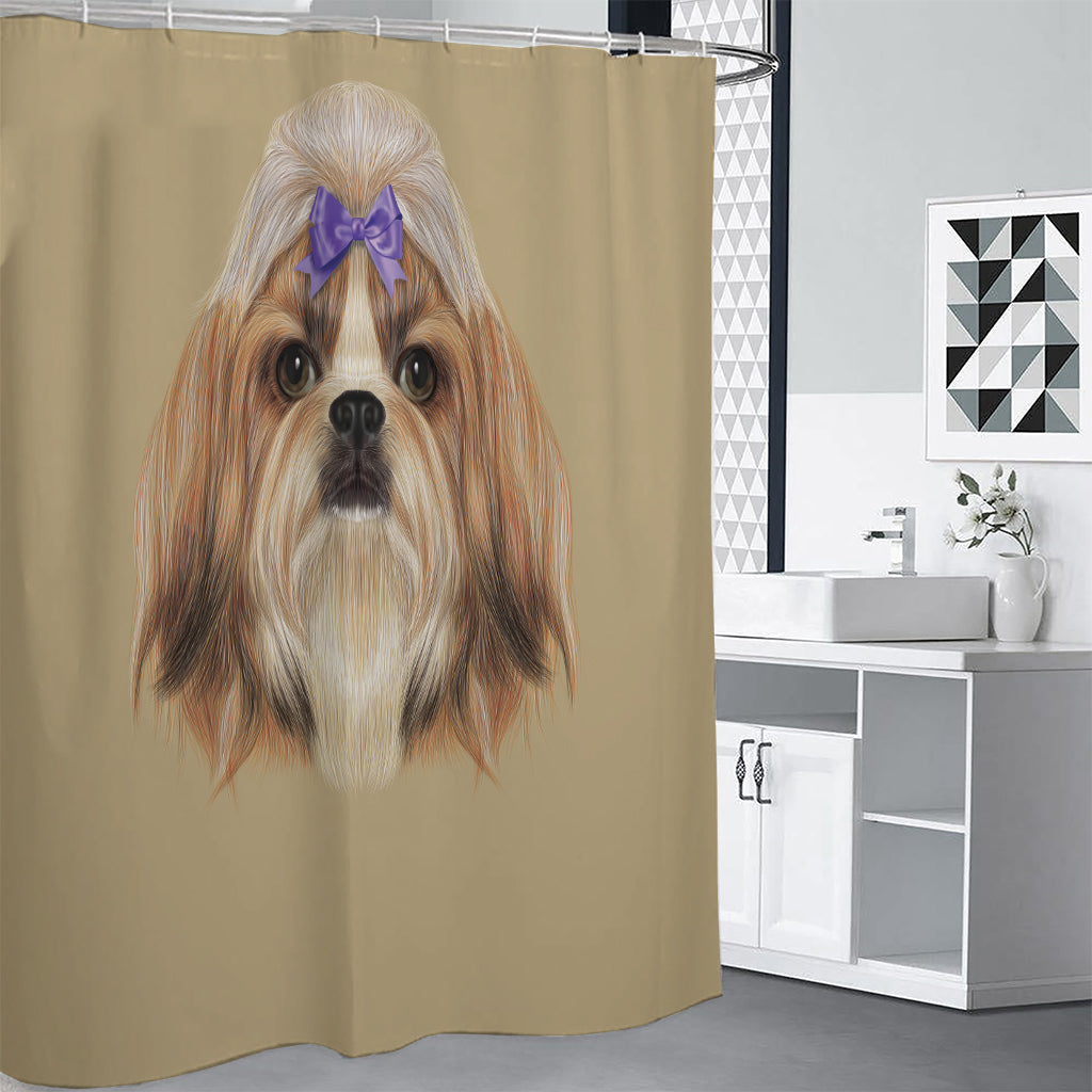Shih Tzu Portrait Print Premium Shower Curtain