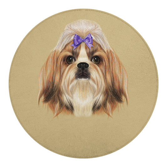 Shih Tzu Portrait Print Round Blanket
