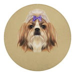 Shih Tzu Portrait Print Round Blanket