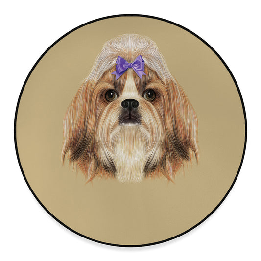 Shih Tzu Portrait Print Round Floor Mat
