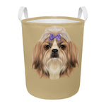 Shih Tzu Portrait Print Round Laundry Basket