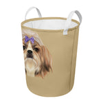 Shih Tzu Portrait Print Round Laundry Basket