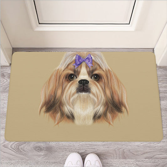 Shih Tzu Portrait Print Rubber Doormat