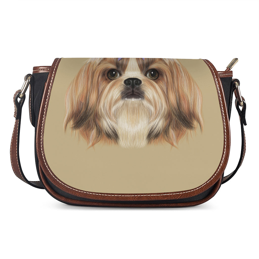 Shih Tzu Portrait Print Saddle Bag