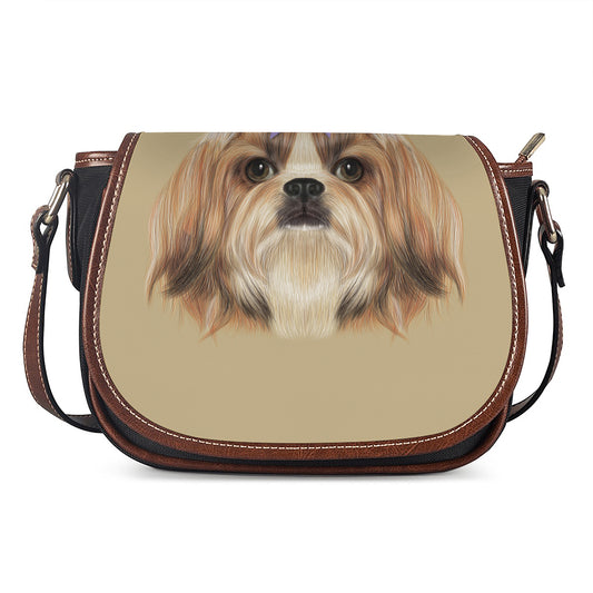 Shih Tzu Portrait Print Saddle Bag
