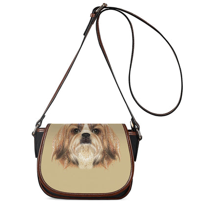 Shih Tzu Portrait Print Saddle Bag