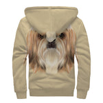 Shih Tzu Portrait Print Sherpa Lined Zip Up Hoodie