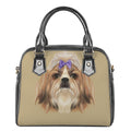 Shih Tzu Portrait Print Shoulder Handbag