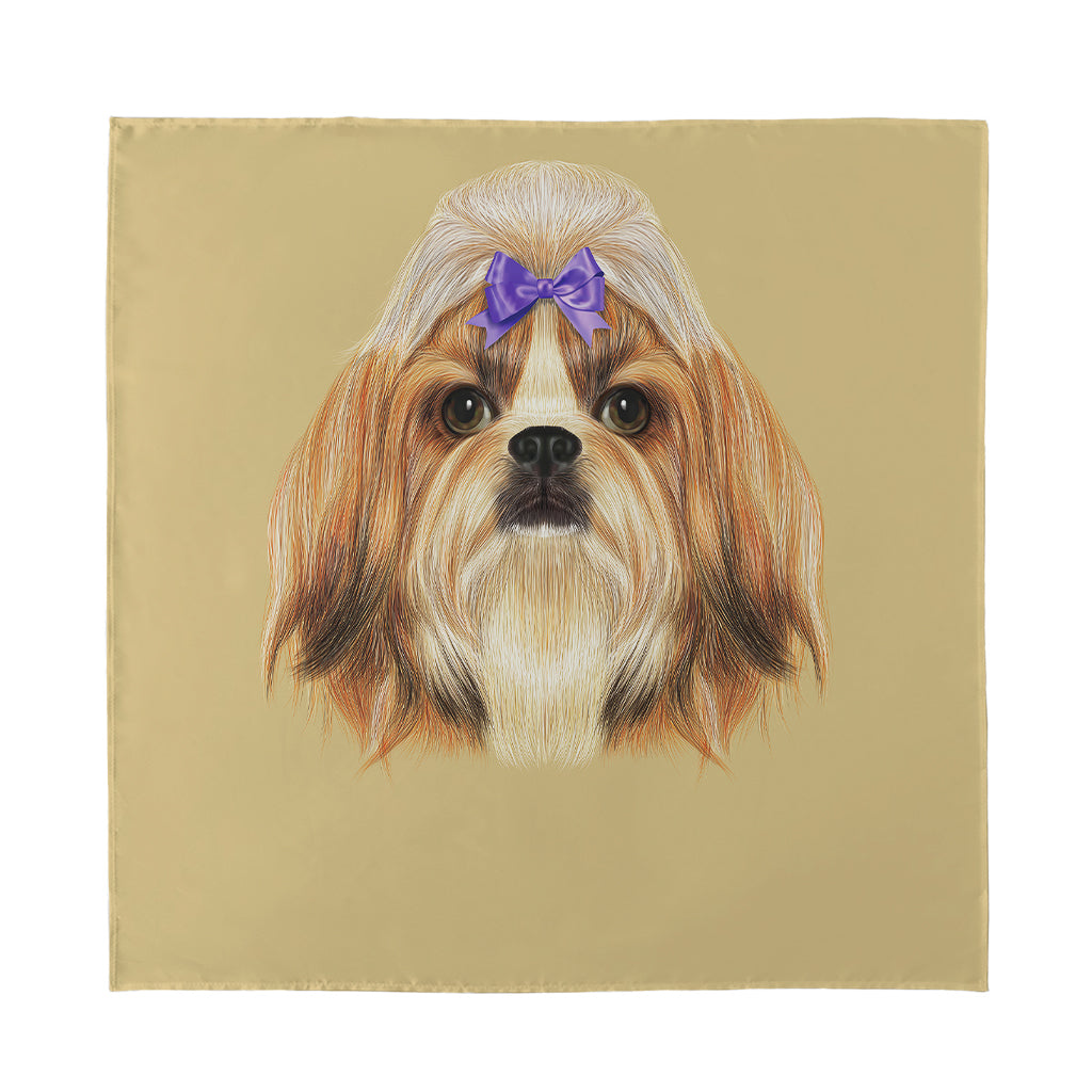 Shih Tzu Portrait Print Silk Bandana