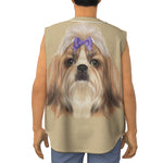 Shih Tzu Portrait Print Sleeveless Baseball Jersey