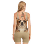 Shih Tzu Portrait Print Sleeveless One Piece Swimsuit