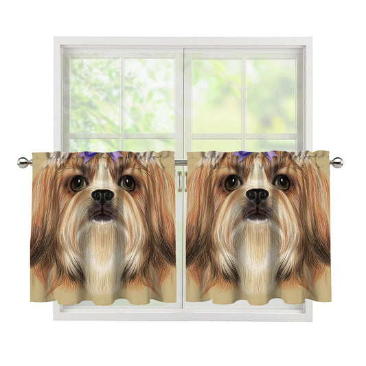 Shih Tzu Portrait Print Tier Curtains