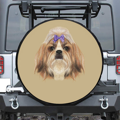 Shih Tzu Portrait Print Tire Cover