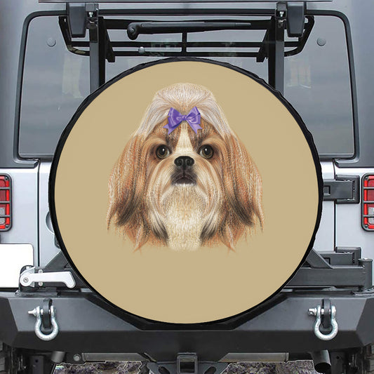 Shih Tzu Portrait Print Tire Cover