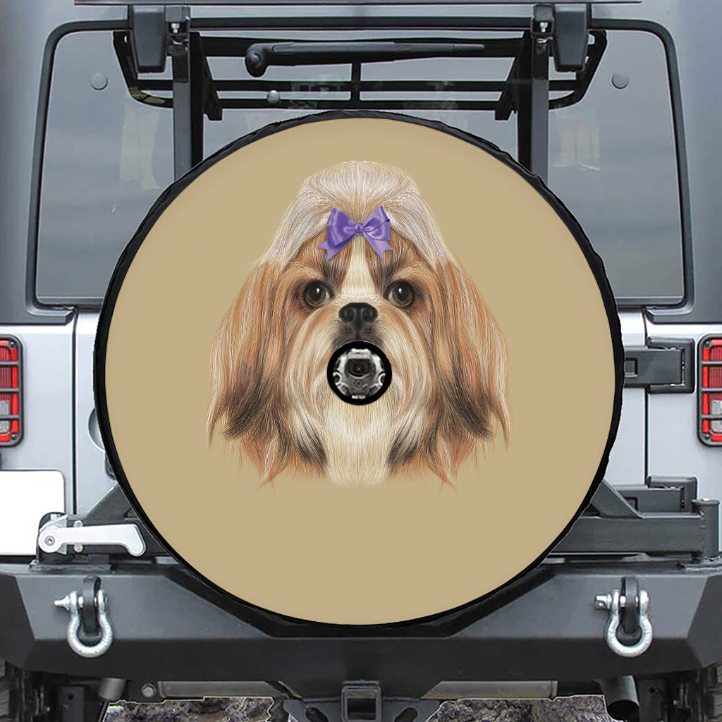 Shih Tzu Portrait Print Tire Cover With Camera Hole