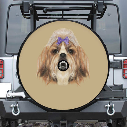 Shih Tzu Portrait Print Tire Cover With Camera Hole