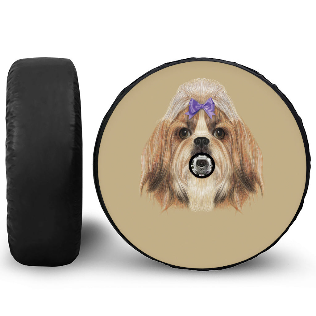 Shih Tzu Portrait Print Tire Cover With Camera Hole