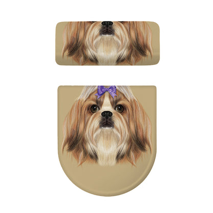 Shih Tzu Portrait Print Toilet Lid And Tank Cover Set