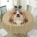 Shih Tzu Portrait Print Waterproof Round Tablecloth