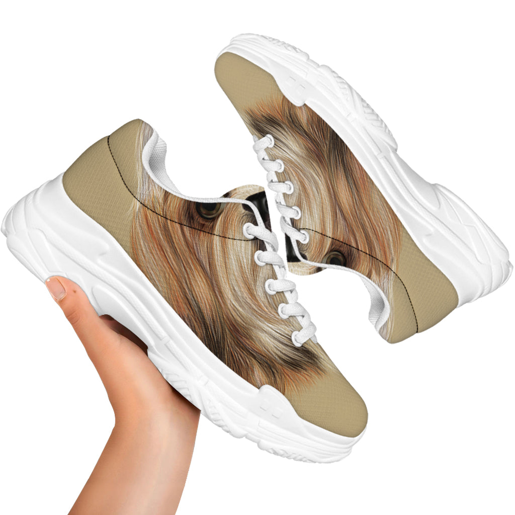 Shih Tzu Portrait Print White Chunky Shoes