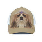 Shih Tzu Portrait Print White Mesh Trucker Cap