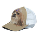 Shih Tzu Portrait Print White Mesh Trucker Cap