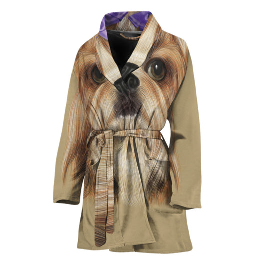 Shih Tzu Portrait Print Women's Bathrobe