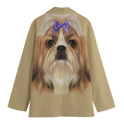 Shih Tzu Portrait Print Women's Blazer