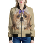 Shih Tzu Portrait Print Women's Bomber Jacket