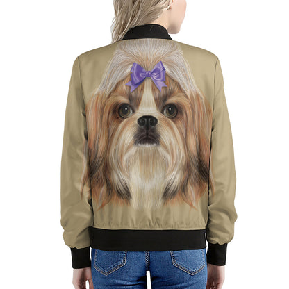 Shih Tzu Portrait Print Women's Bomber Jacket