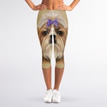 Shih Tzu Portrait Print Women's Capri Leggings