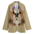 Shih Tzu Portrait Print Women's Cotton Blazer