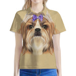 Shih Tzu Portrait Print Women's Polo Shirt